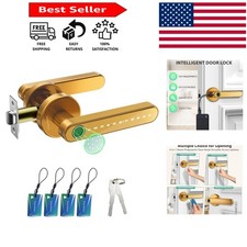 4-in-1 Keyless Entry Biometric Lock: Fingerprint, Password Keys - Gold Finish
