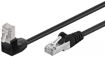 CAT 5e Patchkabel 1x 90° gewinkelt, F/UTP, (CCA), schwarz, 5 m