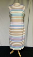 Calvin Klein pastel striped scuba Sleeveless back zip career casual dress 8 NWT