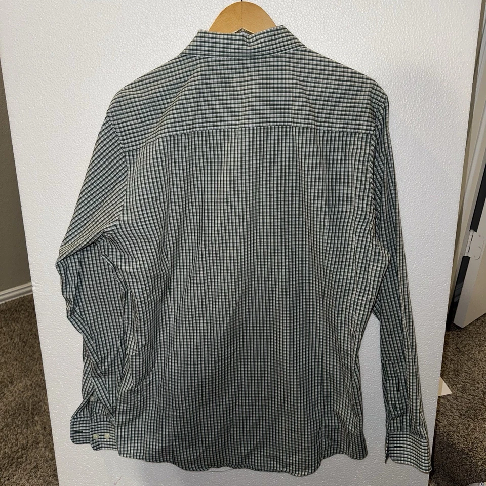 Camisa pequeña Cutter&Buck Baylor University blanca verde a cuadros guinga manga larga Foto 4 de 4