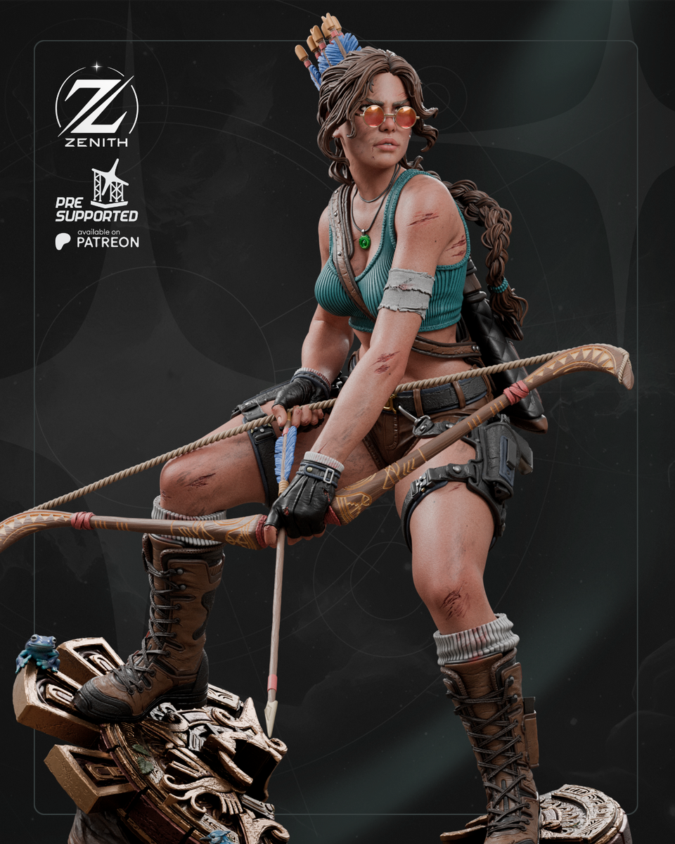 Lara Croft 3D Printed Figure, Tomb Raider Action Adventure statue