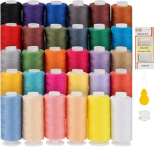 Sewing Thread, 30 Color Assortment, 500 Yards Polyester Thread, Sewing Kit for H