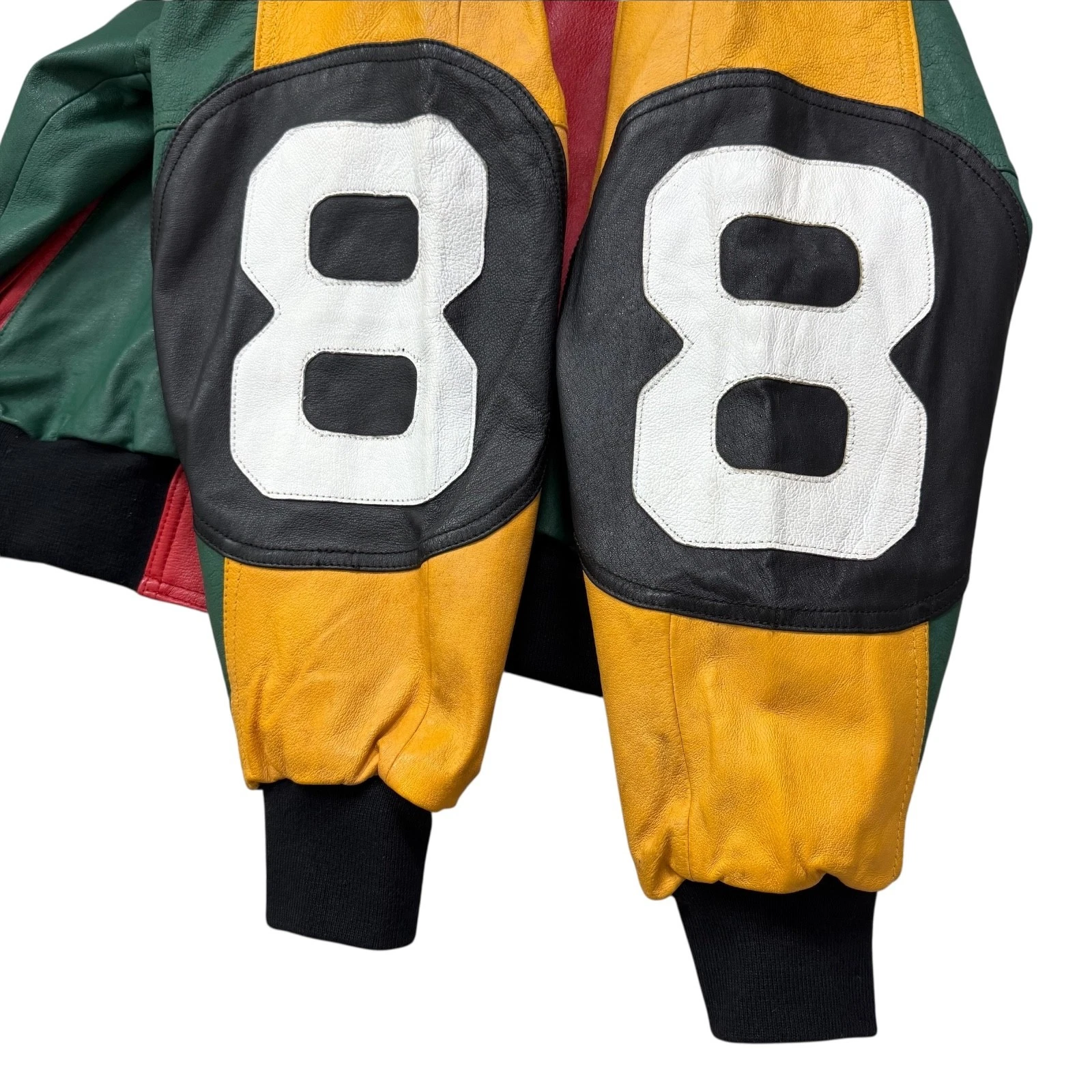VTG 90s HARAJUKU MOTHER 8 BALL COLORBLOCK LEATHER HOODIE JACKET SIZE M - product detail image 5