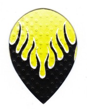 Dart Flights 1 Black Yellow Flame Teardrop Shape Set