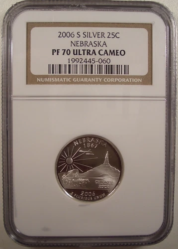 2006-S SILVER 25C NEBRASKA NGC PF 70 UCAM GEM LQQK