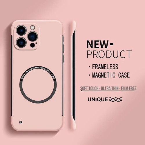 Frameless Magnetic Hard Case for iPhone 16 15 14 13 12 11 Pro Max Plus Cover - Photo 19 sur 24
