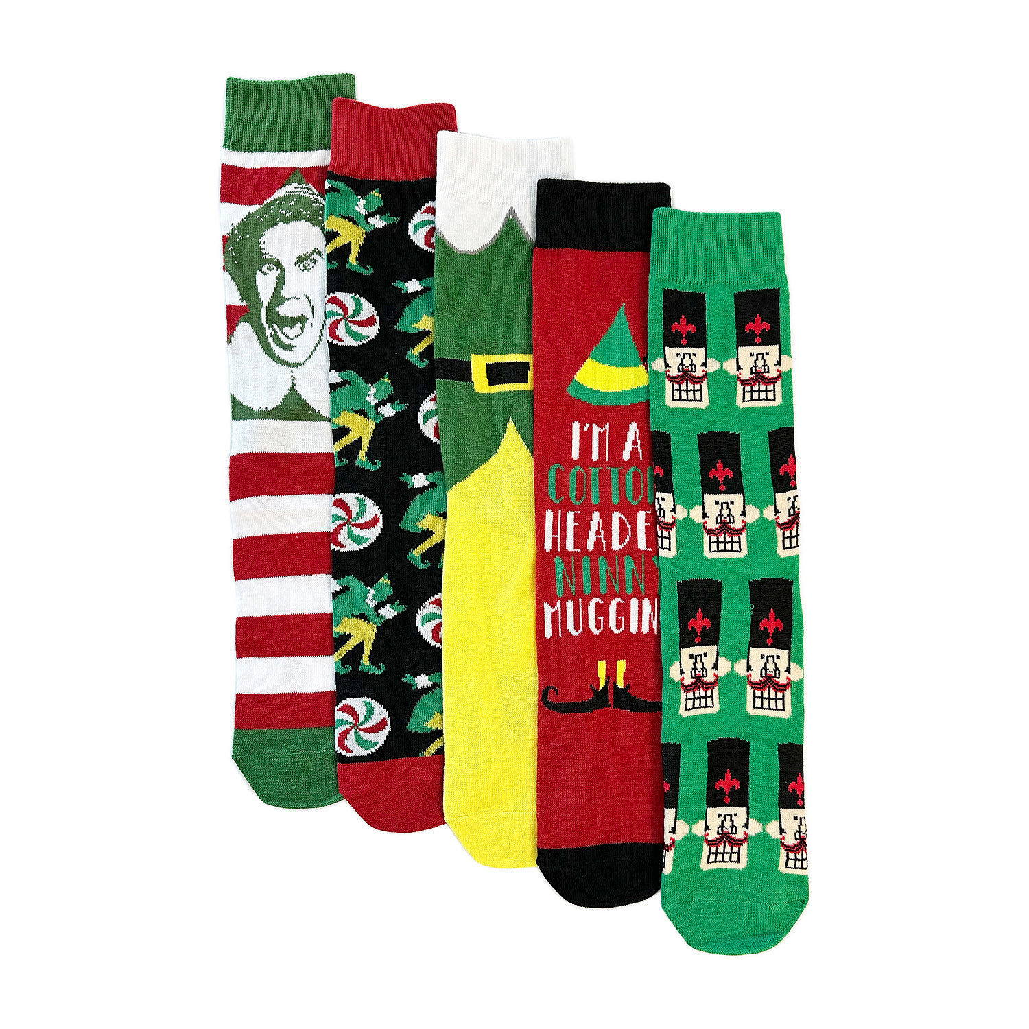 Мужские повседневные носки Buddy The Elf Crew, 6 упаковок, Размер 8-12