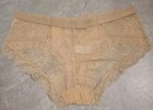Sexy Satin Brief Sheer Back Lace Beige Panties XL  — photo 2