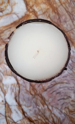 4" tall Pillar - Wood Log Bark Rustic Look - Wax Wick Candle - Picture 2 of 2