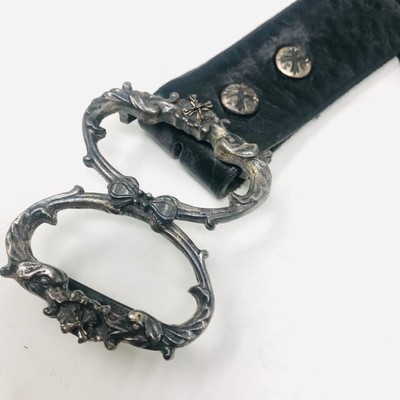 Soffer Ari Black Leather Silver Buckle Daggar Belt 2400-596 
