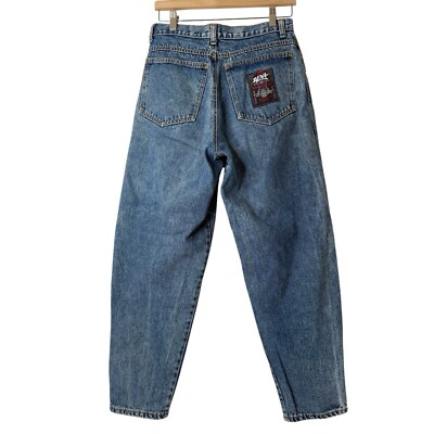 VTG Zena Jeans Sz 12 Patchwork High Rise Mom Barrel Leg Denim Hippie Retro 90s