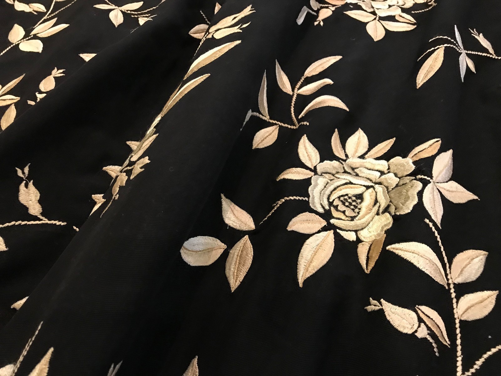 RALPH LAUREN BLACK PEARL "JOSEFINA EMBROIDERY" FLORAL EMBROIDERED SILK FABRIC eBay
