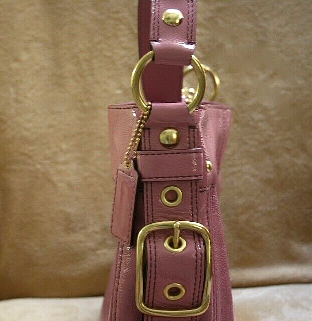 COACH 12735 Zoe Light Rose Patent Leather Hobo Shoulder Handbag NWT 13