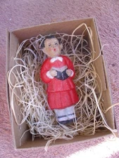 New 3D Dresden Paper Christmas Ornament Mini Church Choir Boy Red Robe Hymnal