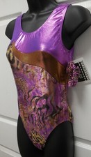 Tank Leotard Purple Foil Animal Print Axis Gymnastic Dance Child 75046-Copper