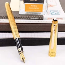 Montblanc Meisterstuck 144 Solitaire Gold Plated Barley Fountain Pen - Preowned