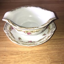 Orion Fine China Vintage Gravy Boat Attached Underplate Occupied Japan
