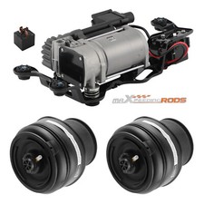 Air Suspension Compressor + 2X Rear Spring Bags Kit For BMW X5 F15 X6 F16 13-19