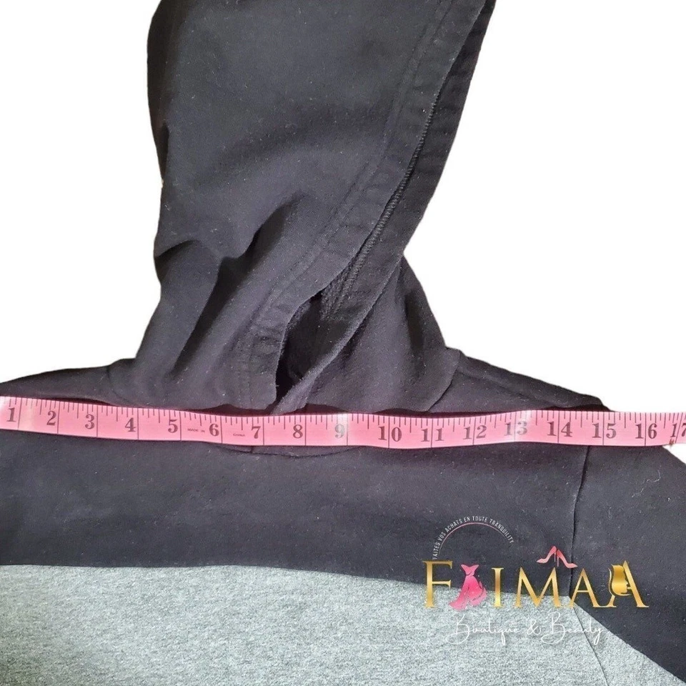 Sudadera con Capucha Pullover Polar Ultra Suave Bloques de Color Negro Gris Tek Gear para Niños Talla XL Foto 4 de 4