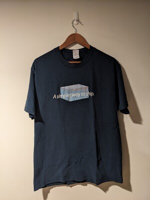 Vintage Y2K USPS A Simpler Way to Ship Priority Mail Blue Large T-Shirt