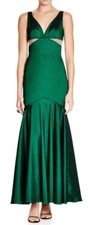 AQUA  Green Taffeta Embellished Cutout Sleeveless Mermaid Gown 4 NEW 288