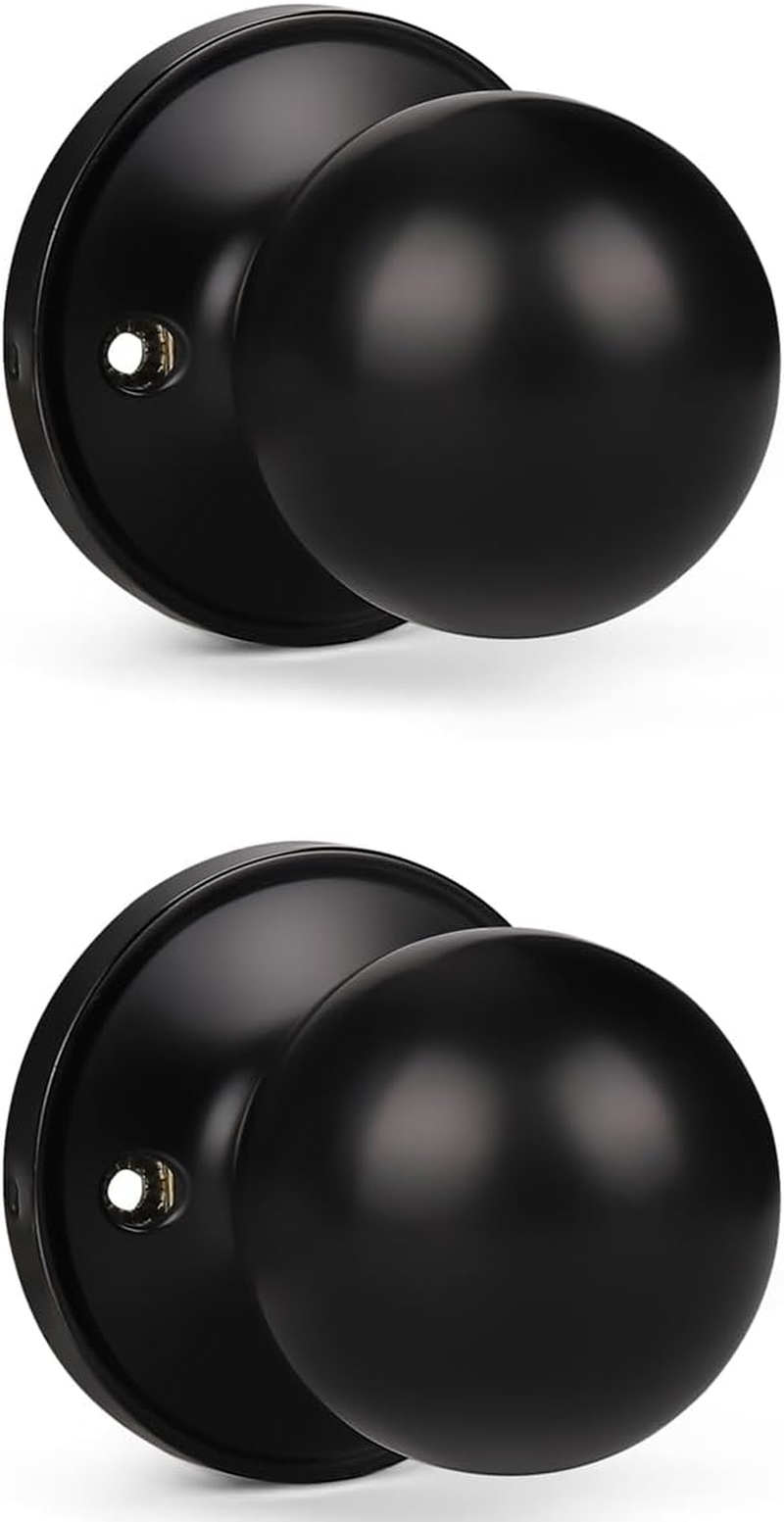 2 Pack Black Dummy Closet Door Knobs Individual Non-Turning Set