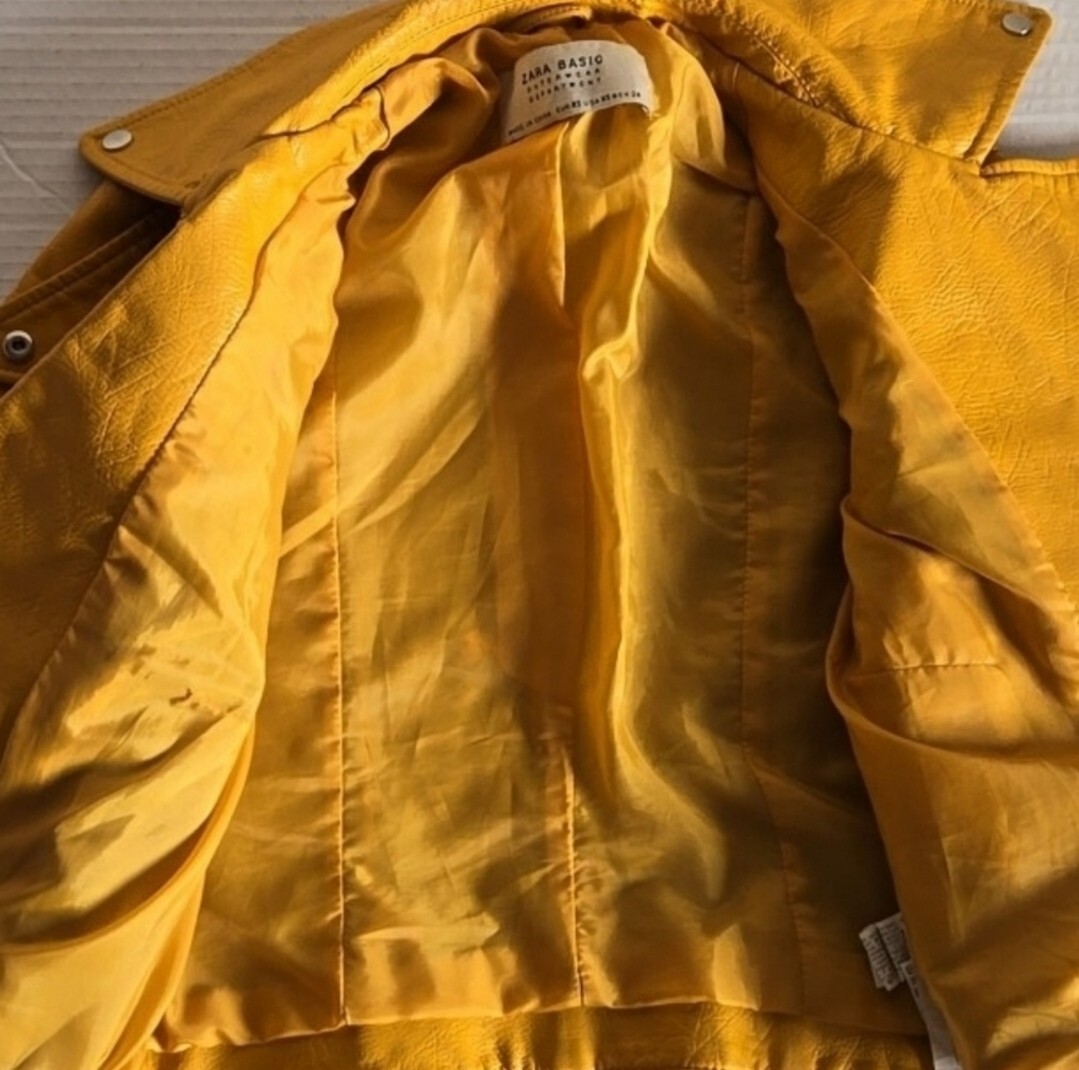 Zara Basic Outerware Women's Yellow Mustard Faux … - image 4
