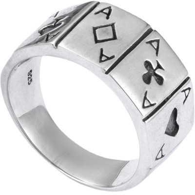 925 Sterling Silber Handarbeit Biker Punk VIEL GLÜCK Poker Spieler König Paar Ring