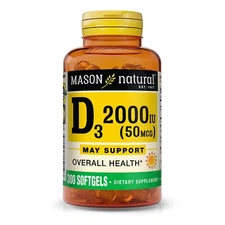 Mason Natural Vitamin D3 50 mcg 2000 IU Strengthens Bones & Muscles 300 softgels