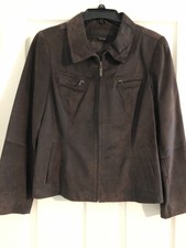 Tribal Women's Dark Brown Soft Zip-up 100% Leather Jacket Size 10