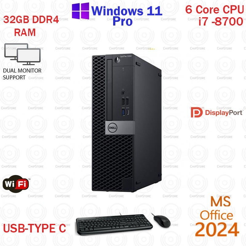 Dell Desktop PC i7 8700 32GB RAM, 512GB NVME + 1TB Windows 11