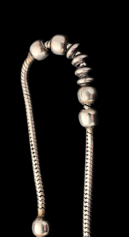 "Pulsera tobillera serpiente campanas jingling hecha a mano de plata de ley 925 vintage 10,5""" Foto 4 de 4