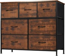 7 Drawers Dresser for Bedroom Metal Frame Clothes Drawer Fabric Closet Organizer