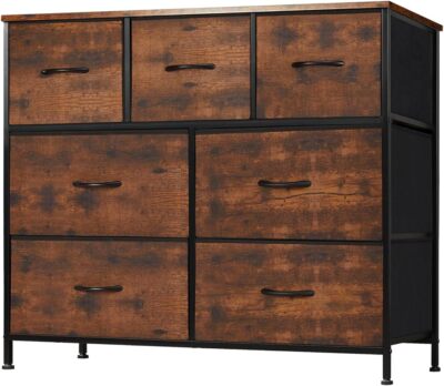 7 Drawers Dresser for Bedroom Metal Frame Clothes Drawer Fabric Closet Organizer