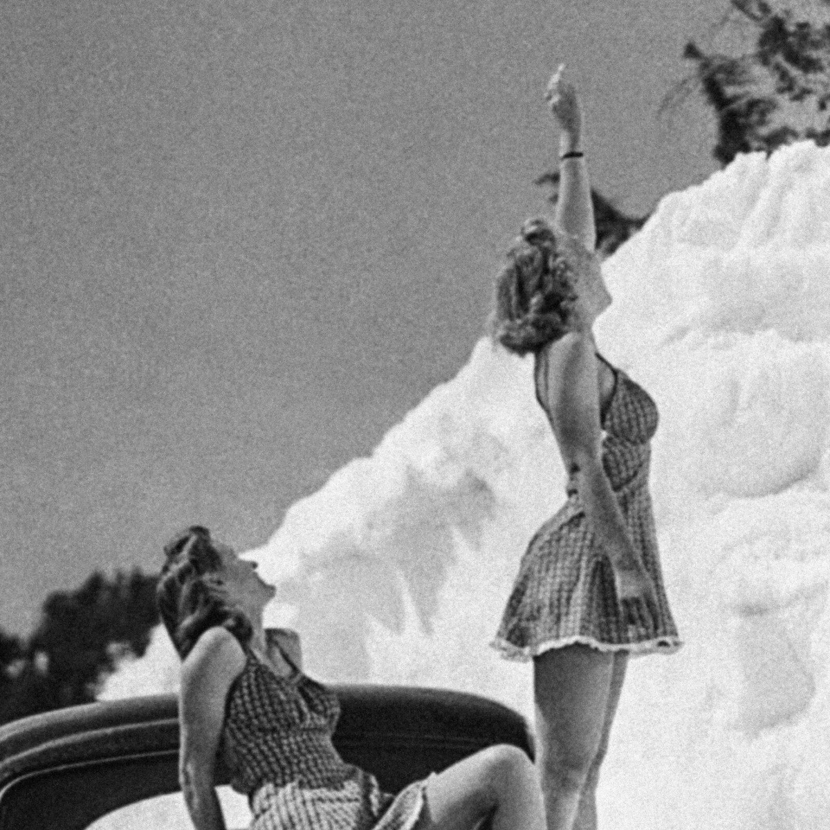 Vintage Ski Jump Over Car and Girls Photo Poster, Road Gap Skier