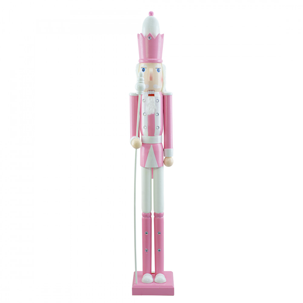 Soldat Casse-Noisette en bois de 120cm, figurine de collection rose 433053 à sceptre