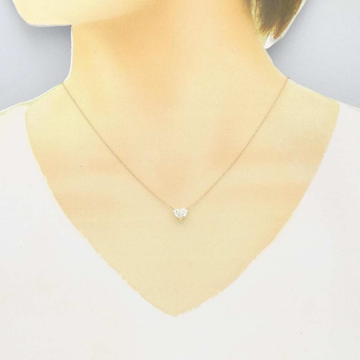 maki❣️訳あり k18 ダイヤ 0.10 ハート ヘッド ネックレス K18YG ダイヤモンド【0.40ct】 クローバー モチーフ