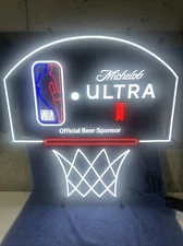 NEW IN BOX MICHELOB ULTRA NBA LIGHT UP LED BACKBOARD BEER SIGN 32” X 30”
