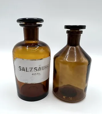 Kaufen 2 Apothekerflaschen Flaschen Glas Braun Salzsäure Vintage