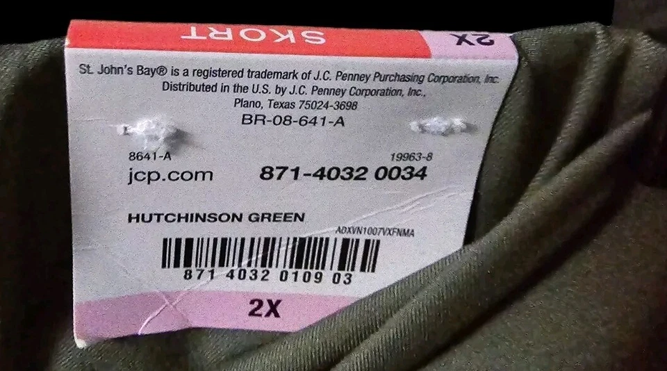 Pantalón corto para mujer St John's Bay talla 2X/verde Hutchinson/corbata en la cintura/bolsillos nuevo con etiquetas Foto 3 de 4