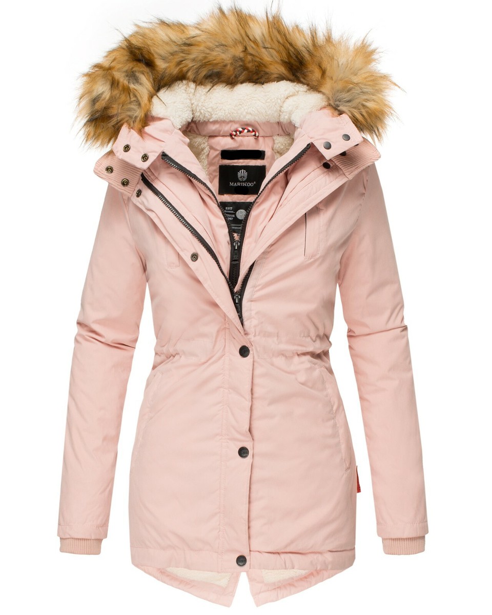 Marikoo AKIRA Damen Winter Jacke Stepp Parka Mantel Teddyfell warm