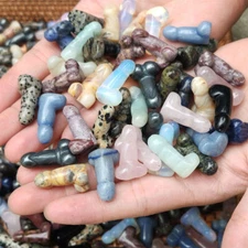 Top! Natural male mini penis Quartz crystal massager carved wand gem healing-