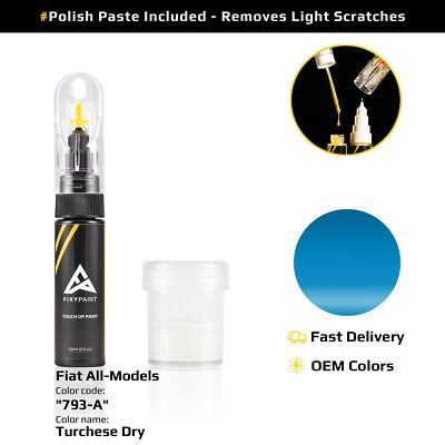 Touch up Paint for Fiat Code: 793/A Turchese Dry Easy Apply Scratch Repair