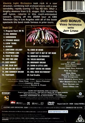 Electric Light Orchestra - Zoom Tour Live (DVD Region 4, 2001) NEW - Picture 2 of 2