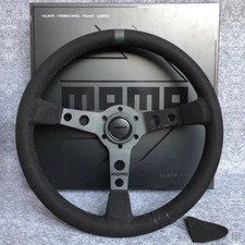 Momo Black Edition 350mm14inch Mod07 Deep Dish Suede Sport Steering Wheel New