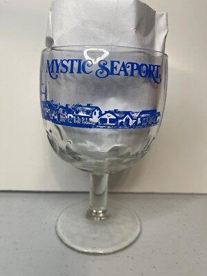 Mystic Seaport Connecticut Beer Water Drinking Stem Glass 14oz