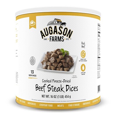 Augason Farms Freeze Dried REAL BEEF Chunks Meat Emergency MRE Storage Food Can