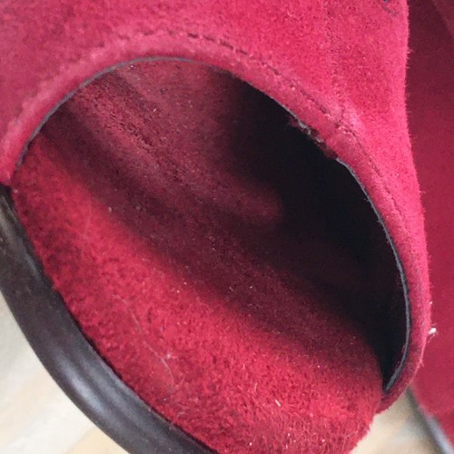 Aerosoles Boots Womens 8 M Sound Wave Wedge Ankle Booties Red Leather Peep Toe - Picture 13 of 17