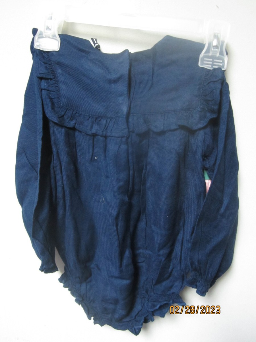 Joules Toddler Girl 2-Piece Blue Skyler Woven Romper & Tight Set