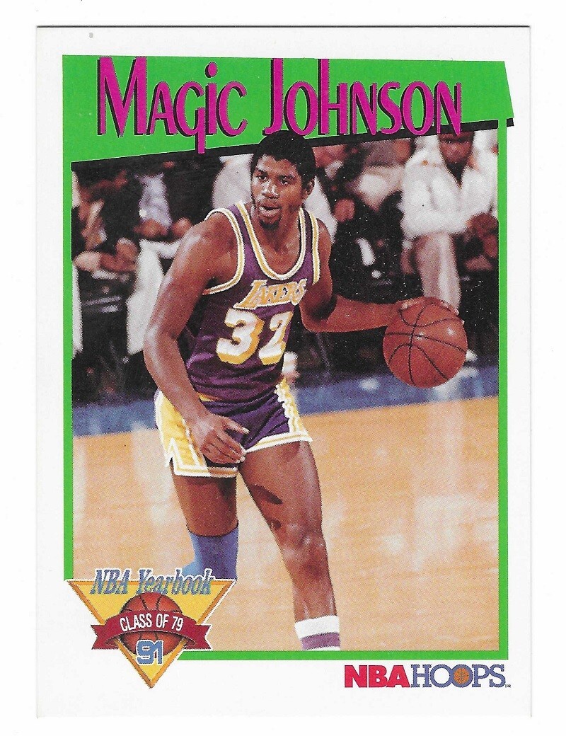 MAGIC JOHNSON A LOOK BACK 1991-92 NBA Hoops Basketball 321 Lakers HOF NM  MT